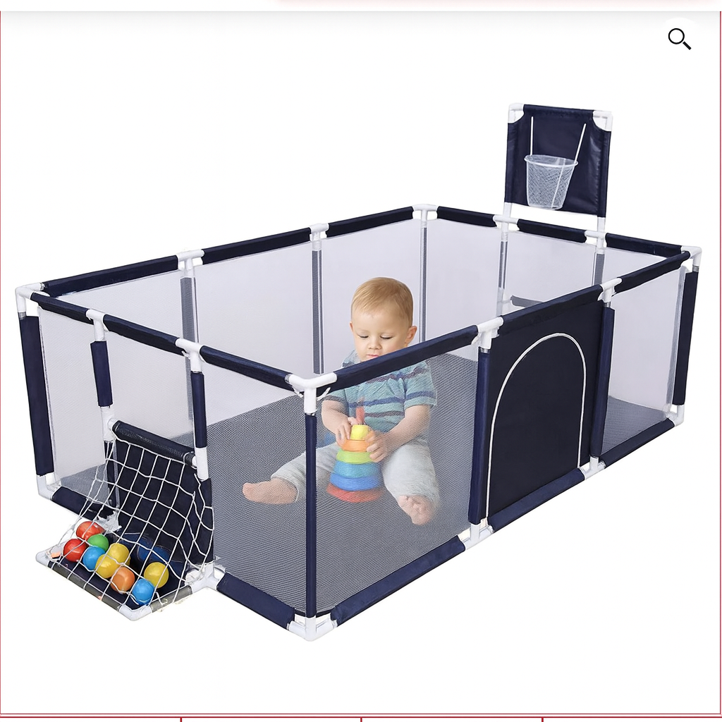 CORRAL DE JUEGOS PARA BEBÉS EN AZUL Y ROJO
