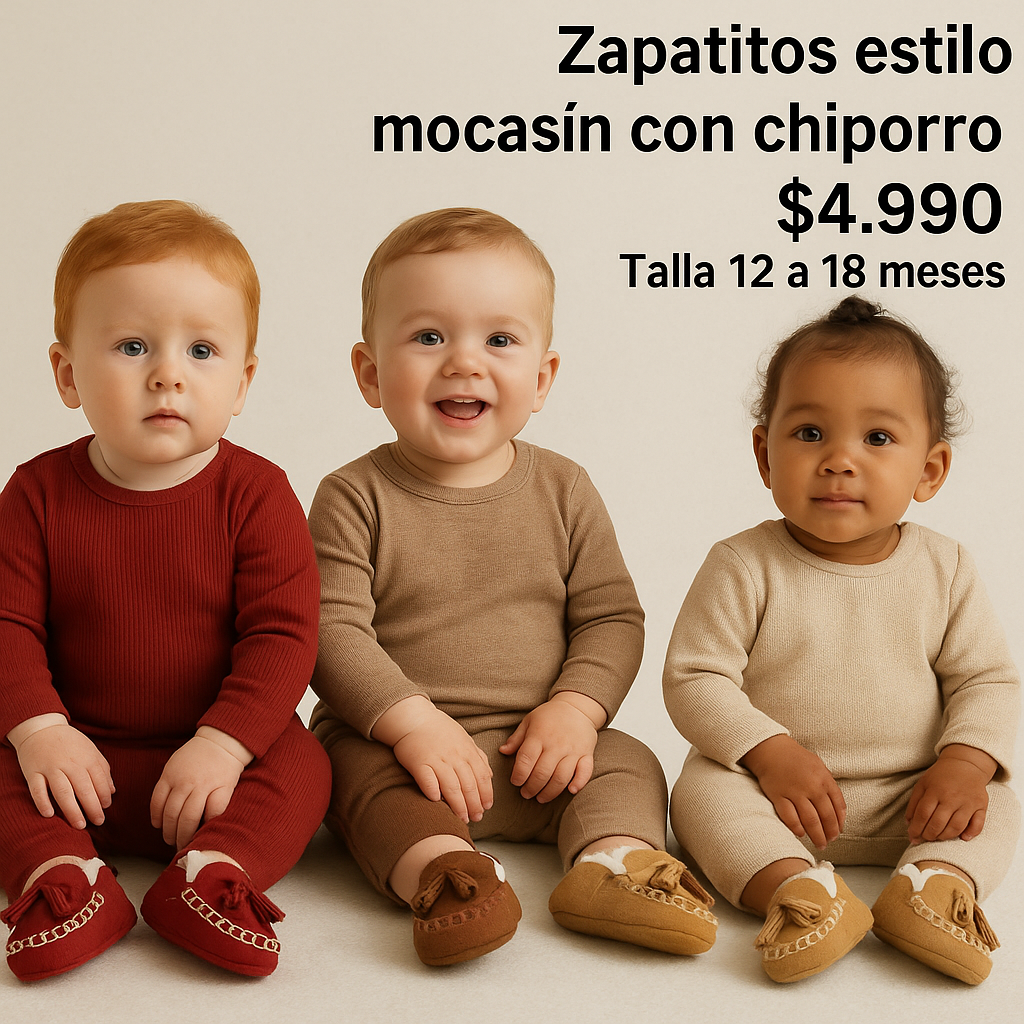Zapatitos estilo mocasin con chiporro BEBES de 12 a 18 meses