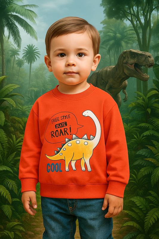 POLERON NIÑO DINOSAURIOS RED