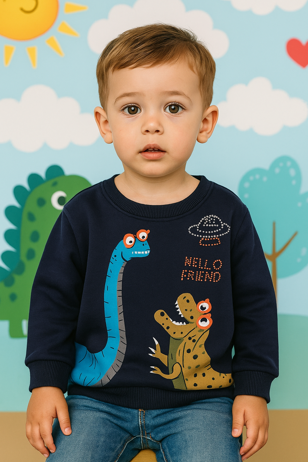 POLERON NIÑO JM Dinosaurios  100% Algodon