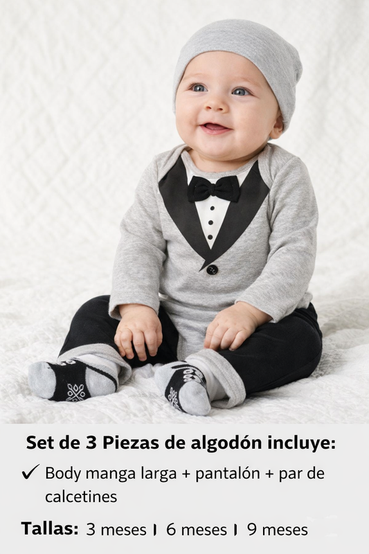 Conjunto de 3 PIEZAS DE ALGODON BEBÉ