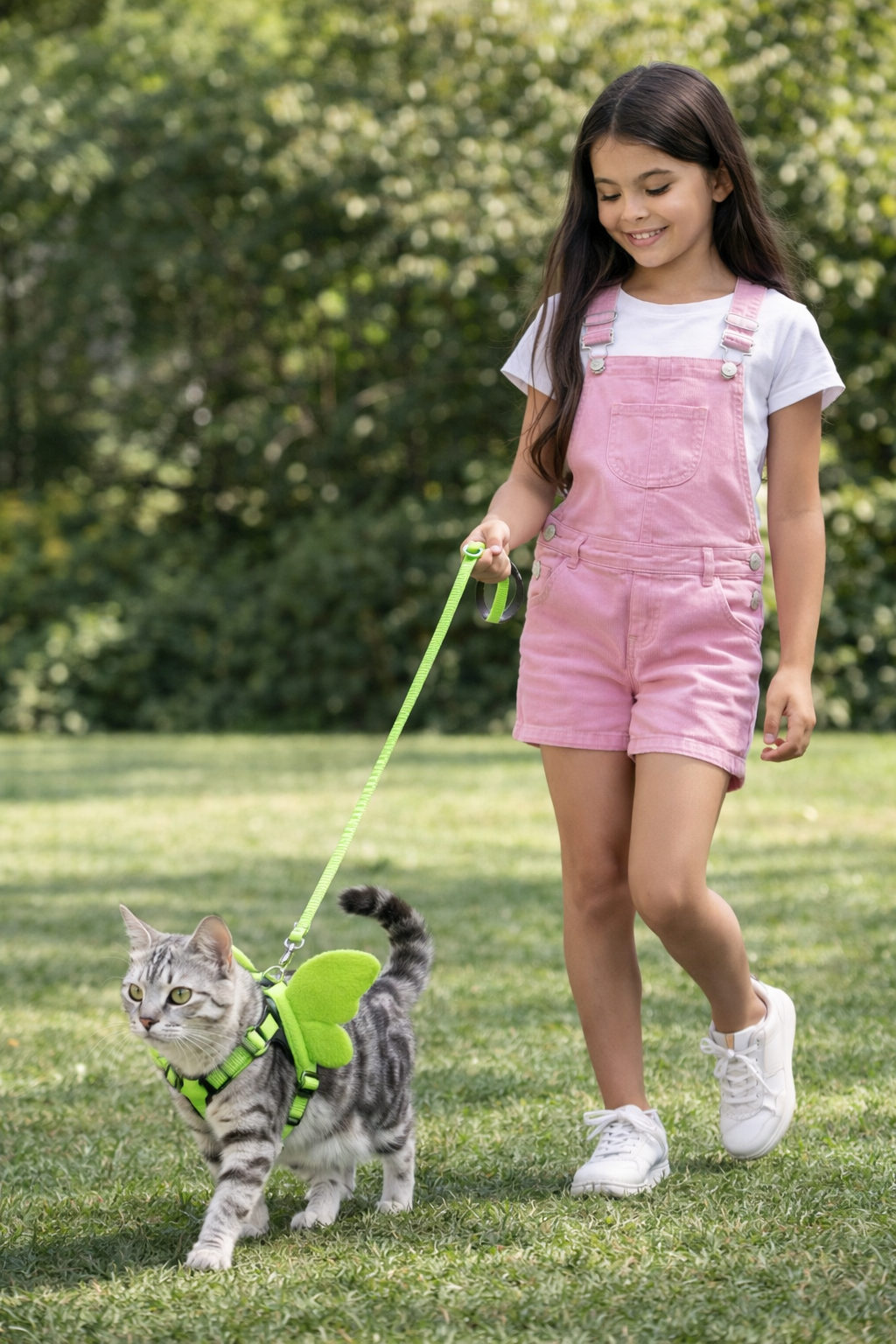 💚 Arnés + Correa para Gato con Alas – Verde Neón