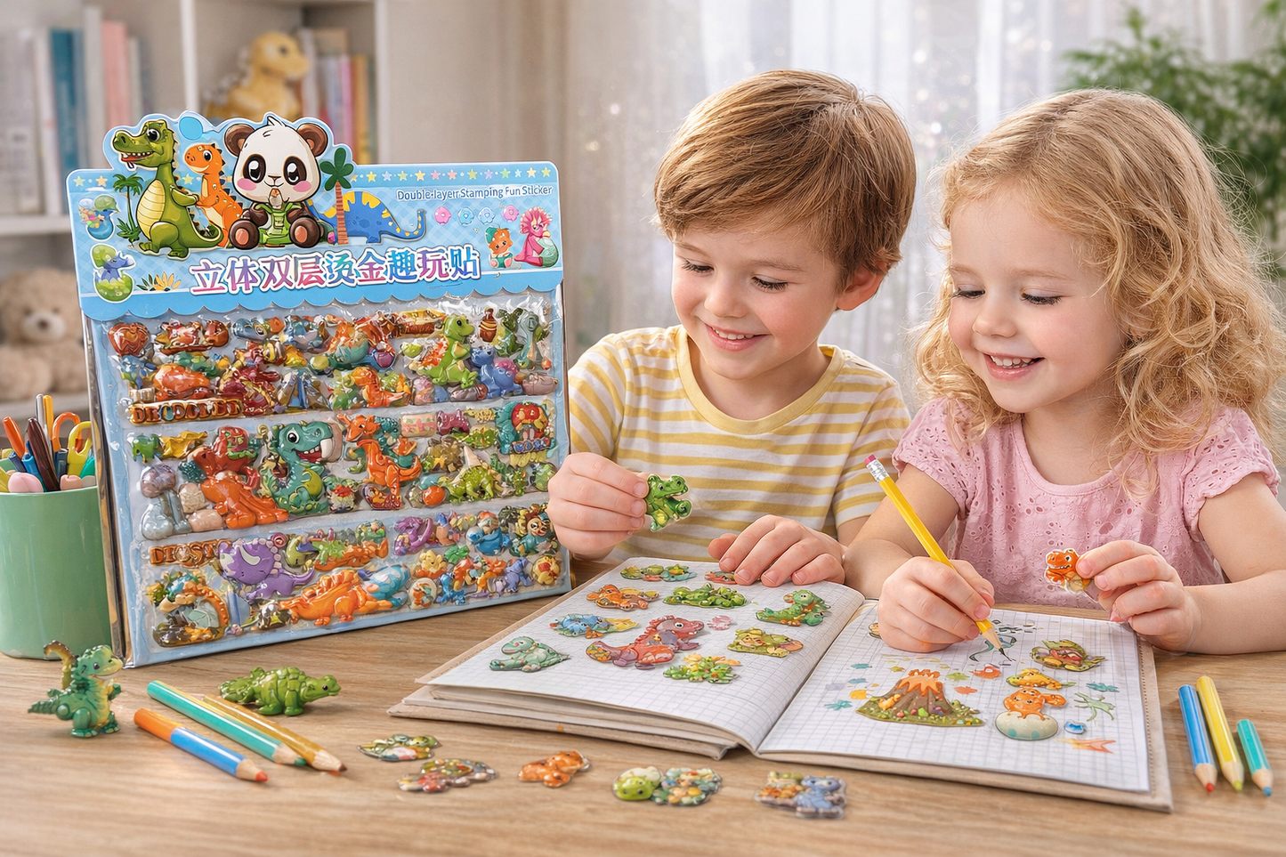 🐼✨ STICKERS PANDAS DINOSAURIOS PRINCESAS Y SHIN-CHAN KAWAII 3D – COLECCIÓN ADHESIVA ✨🐼