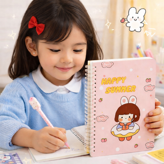 📒 Libreta Espiral Diseño Kawaii – Pack 4 Unidades (Diseños Surtidos)