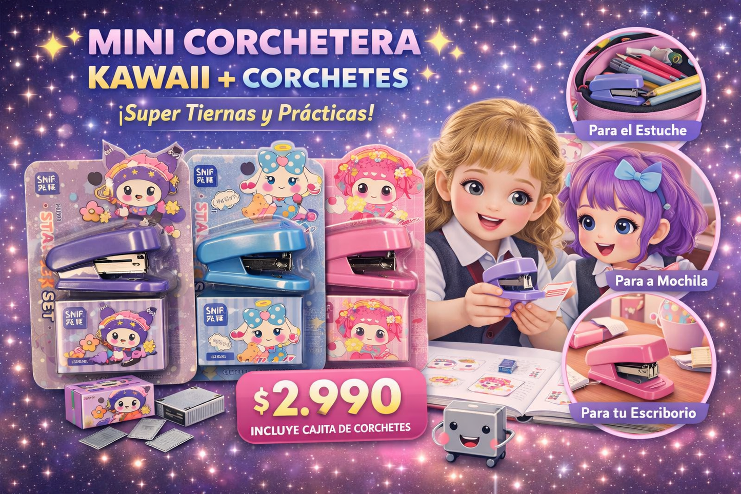 ✨ MINI CORCHETERA KAWAII + CORCHETES ✨