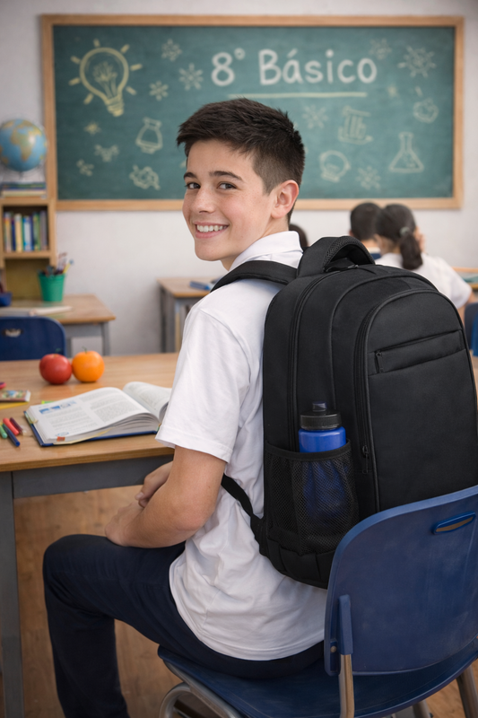 🎒 Mochila Escolar Premium Negra – Ideal 8° Básico y Enseñanza Media