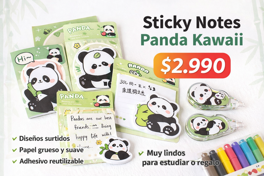 🐼 Sticky Notes Panda Kawaii – Set de Notas Adhesivas Cute