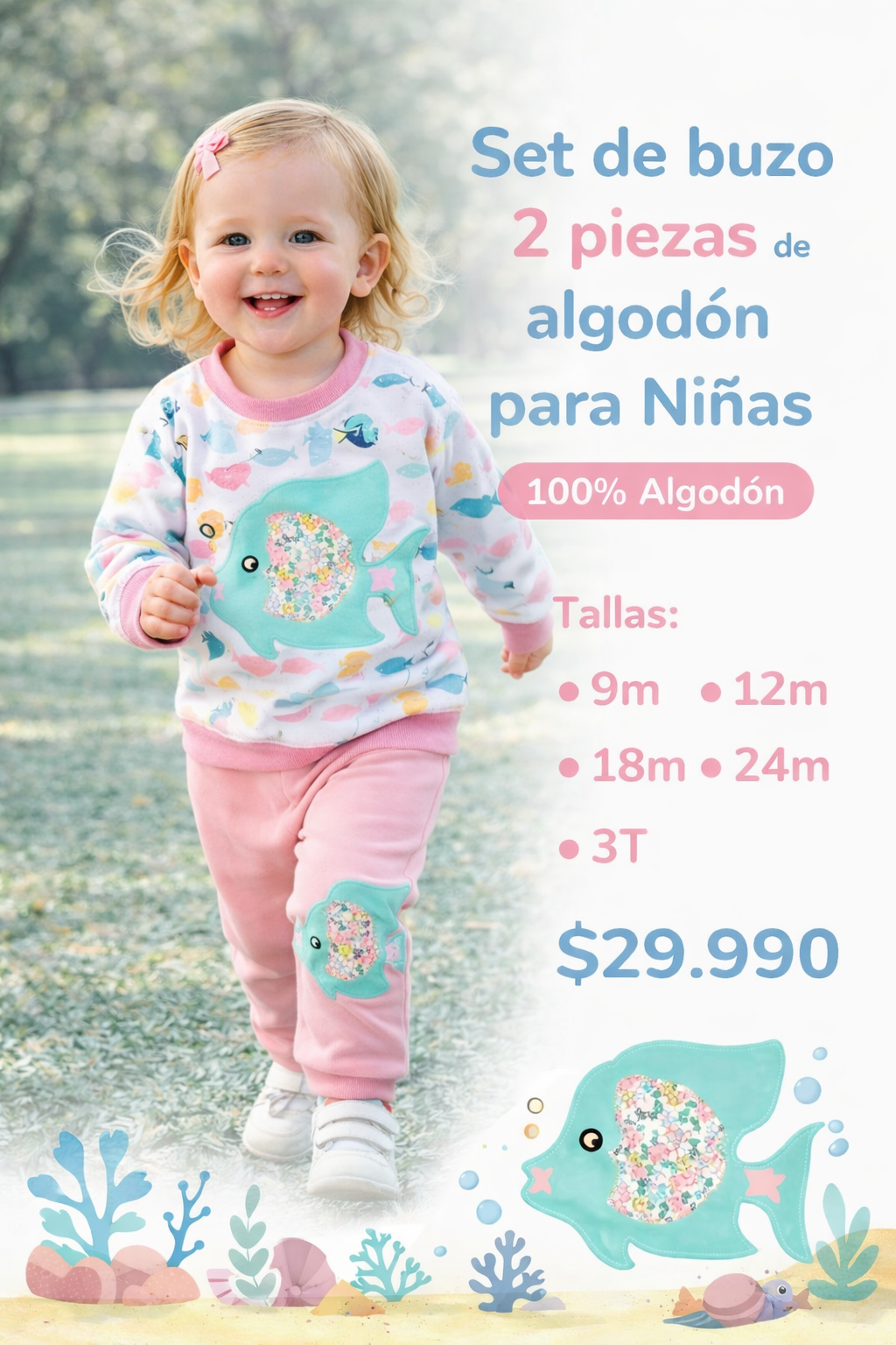 SET DE BUZO 2  PIEZAS DE ALGODÓN  NIÑAS