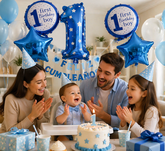 Set de Globos Mi Primer Cumpleaños Niño 🎉 | Decoración Número 1 Azul