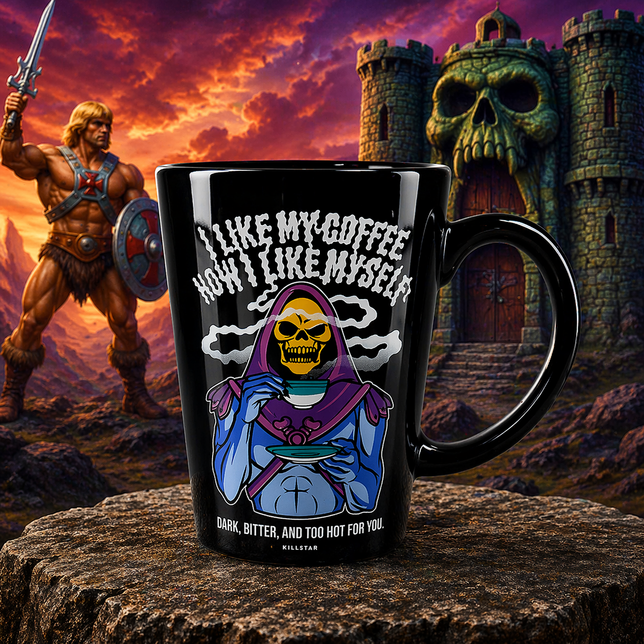 Tazón Estilo Villano Calavera Dark ☕💀 Diseño Retro 80s