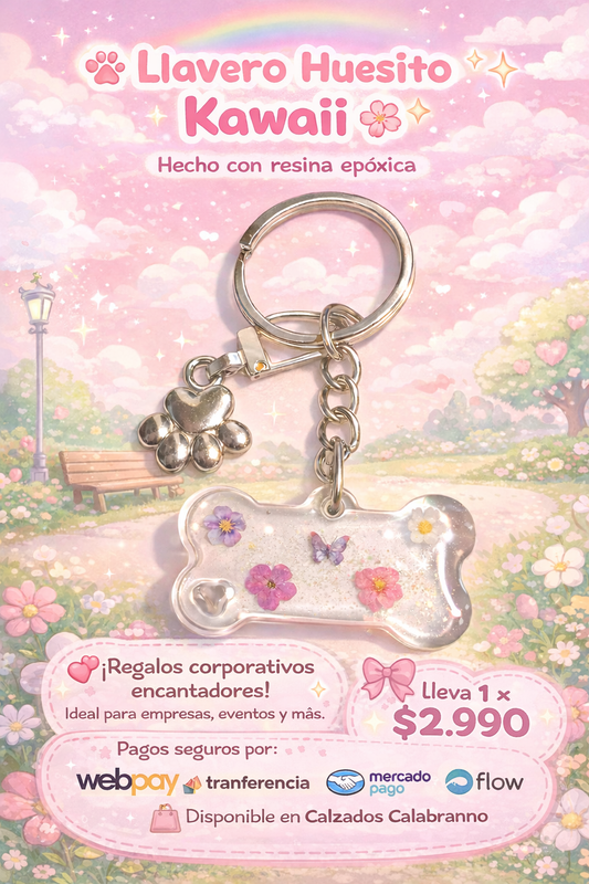 🐾 Llavero Huesito Kawaii – Diseño Encantador 💖