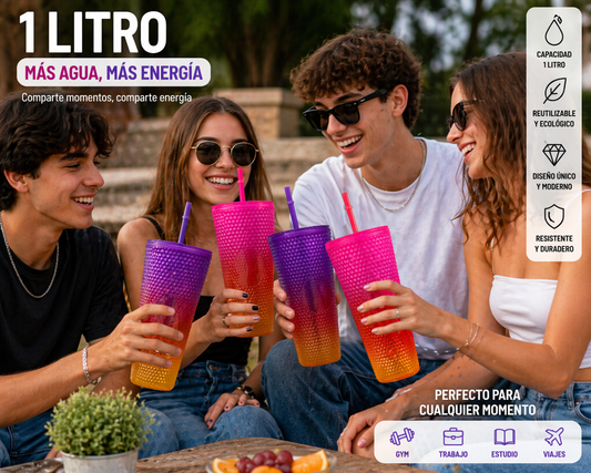 🥤 VASO GIGANTE 1 LITRO – MÁS AGUA, MÁS ENERGÍA 💥