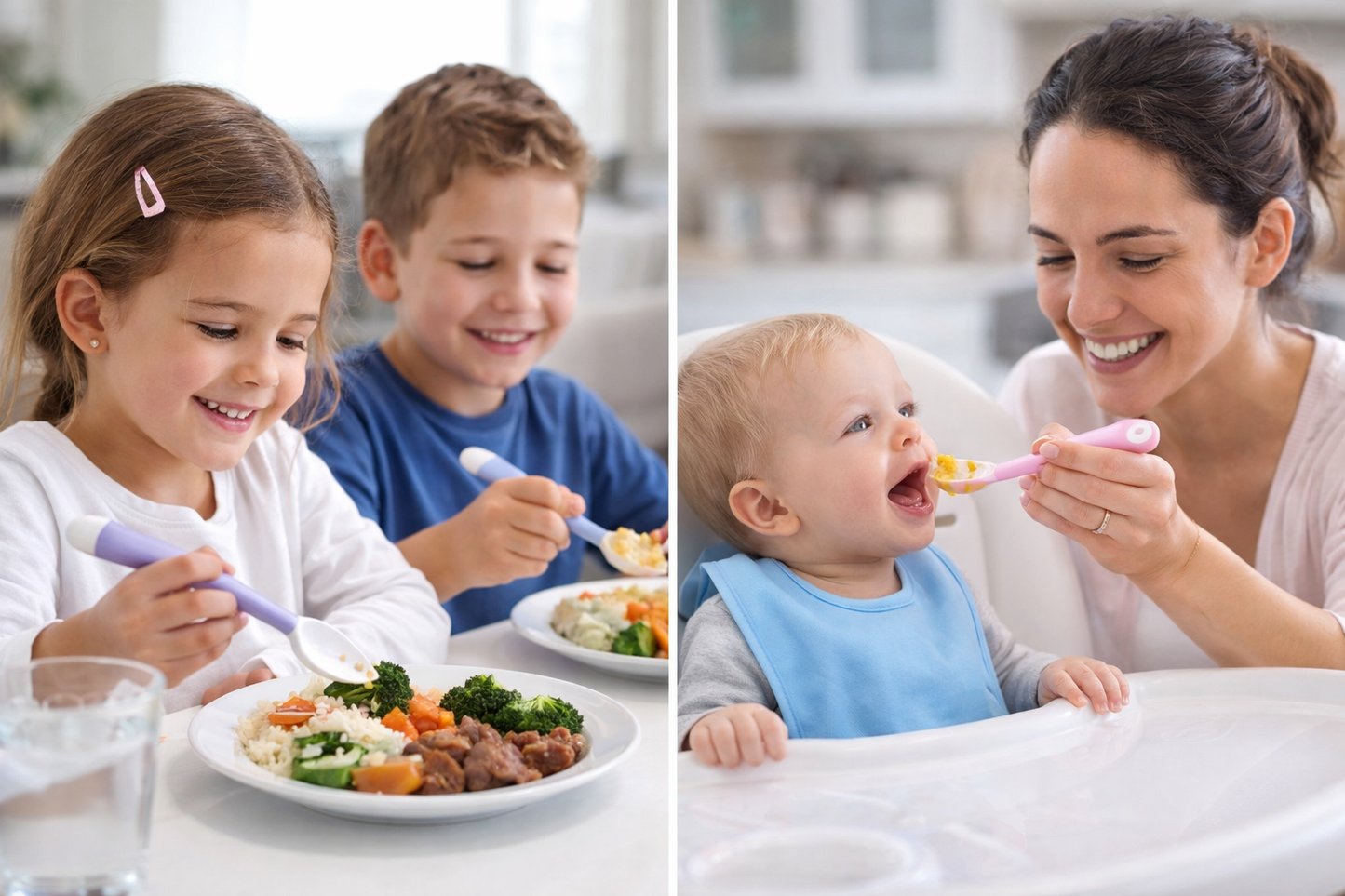 SET CUBIERTOS CUCHARA  Y TENEDOR FLEXIBLES PARA BEBÉS Y NIÑOS