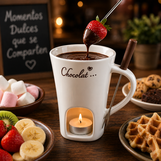 🍫 Tazón Fondue de Chocolate con Vela – Experiencia Dulce Premium