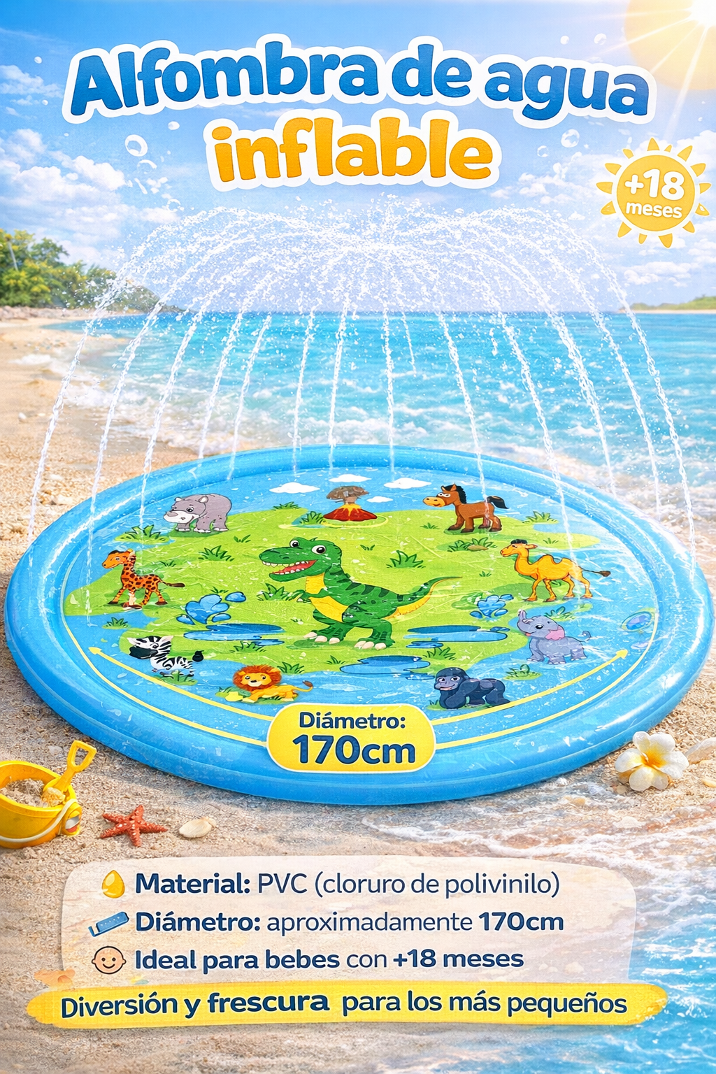 ALFOMBRA DE AGUA INFLABLE BEBES DESDE 18 MESES,