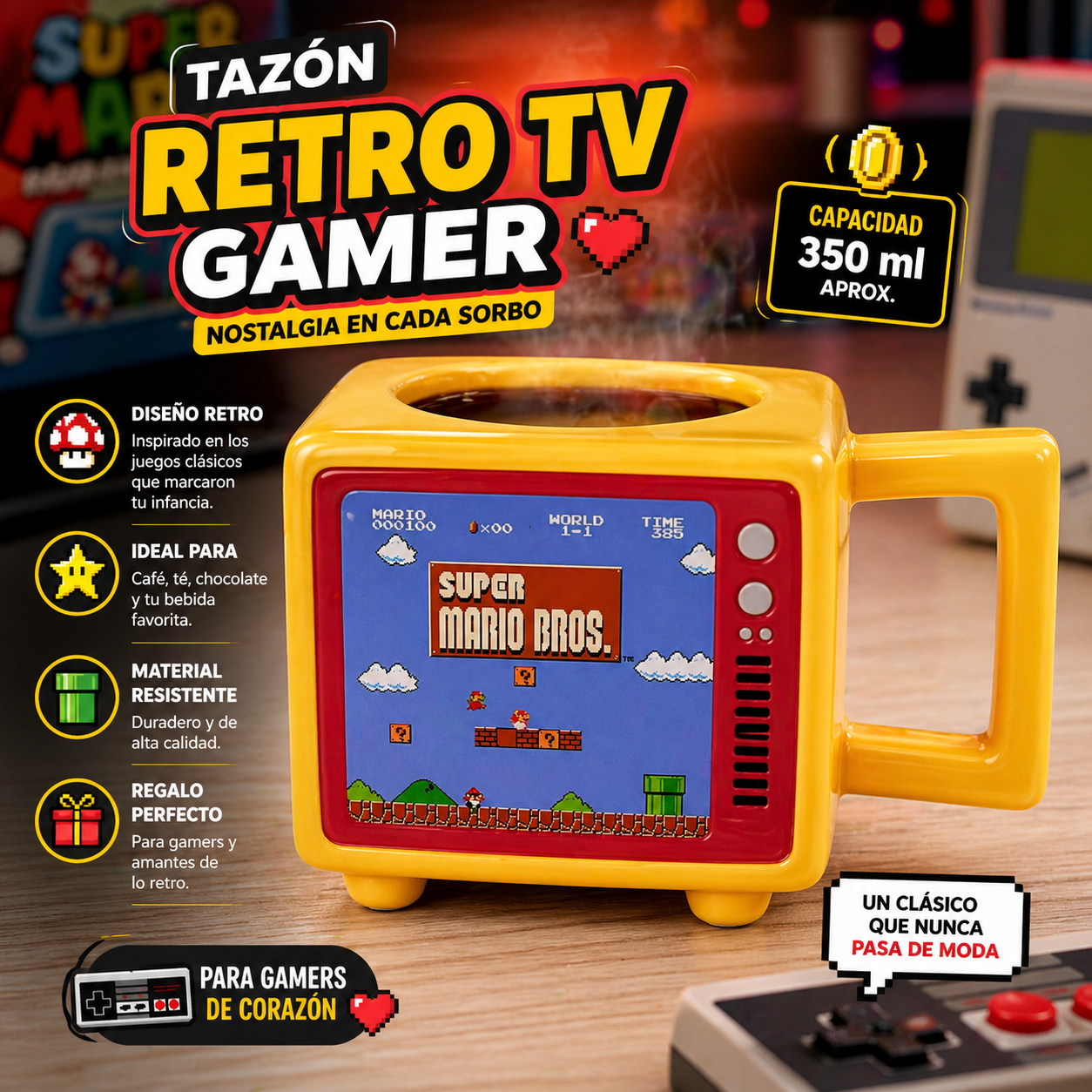 Tazón Retro TV Gamer 📺🎮 350MLUn clásico que vuelve a la vida