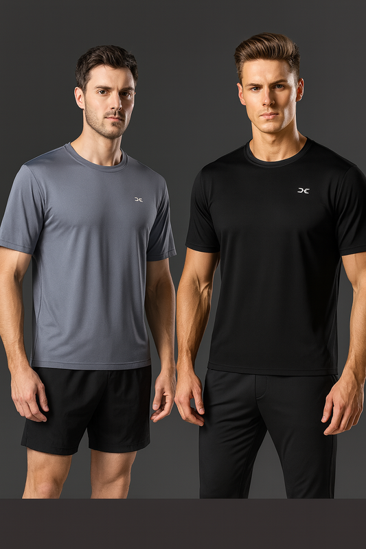 POLERA DEPORTIVA HOMBRE COLOR GRIS Y NEGRO.