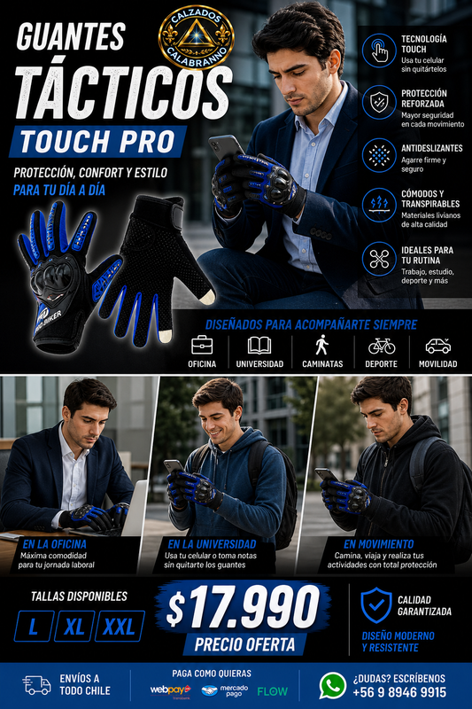Guantes Tácticos Touch Antideslizantes con Protección – Uso Urbano / Moto / Bicicleta