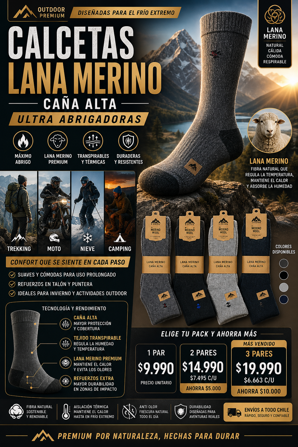 🧦 **CALCETAS TÉRMICAS LANA MERINO CAÑA ALTA ULTRA ABRIGADORAS 🔥**