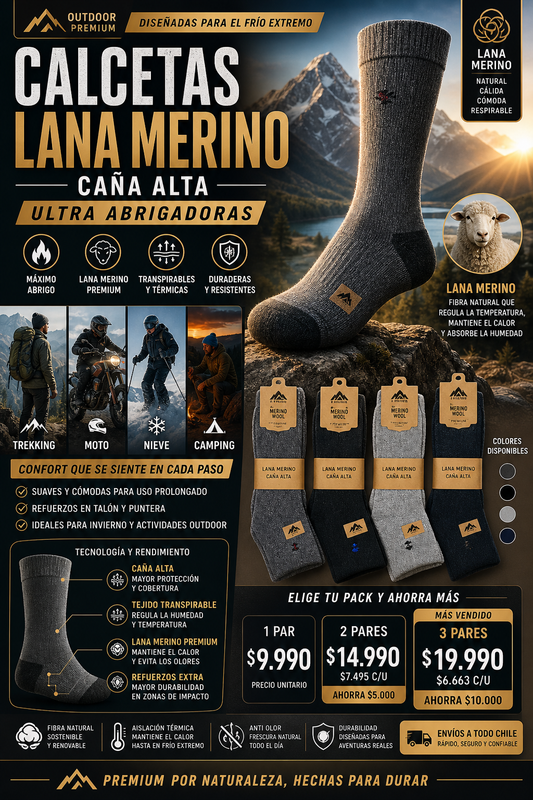 🧦 **CALCETAS TÉRMICAS LANA MERINO CAÑA ALTA ULTRA ABRIGADORAS 🔥**