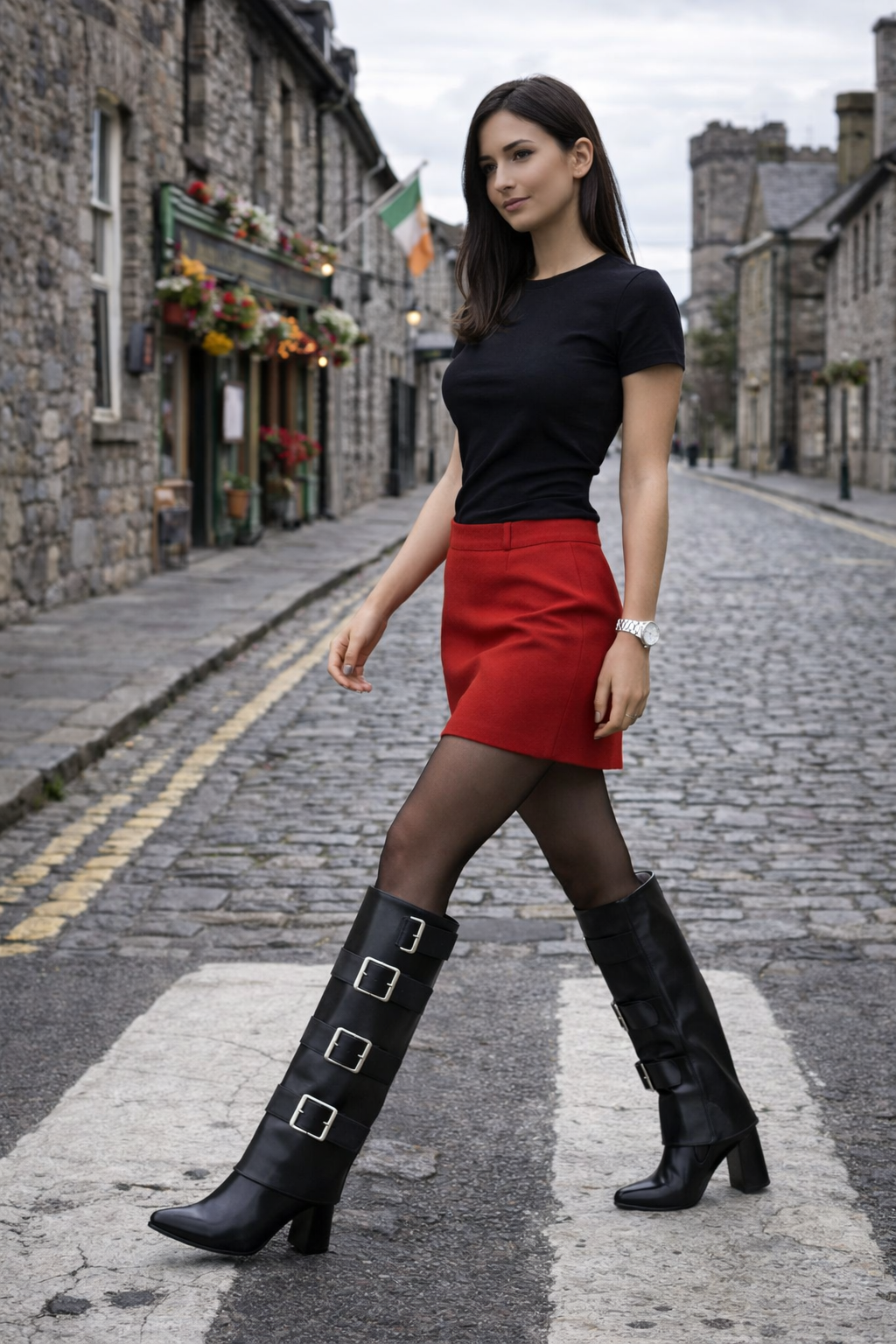 🖤 Botas Altas de Ecocuero con Hebillas – Estilo Urbano Premium