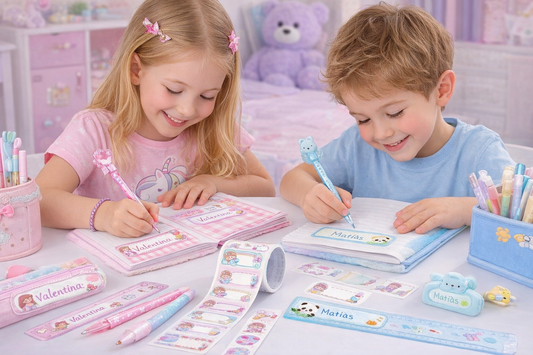 Rollo de Stickers para Nombre Kawaii – 300 Etiquetas Adhesivas |7 Diseños Diferentes