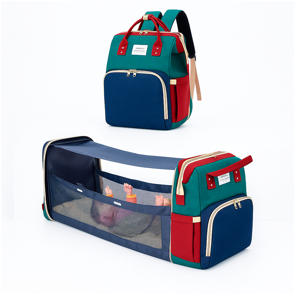 BOLSO CUNA MATERNAL CON TECHO Y PUERTO USB