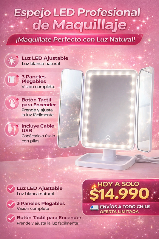 ✨ “Espejo LED Profesional de Maquillaje”