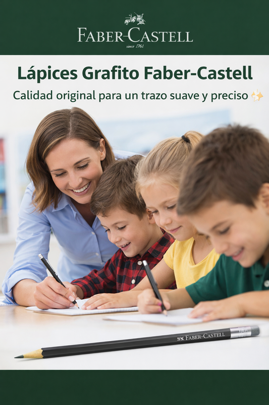 ✏️ Lápices Grafito Faber-Castell HB con Goma – Pack 12 Unidades