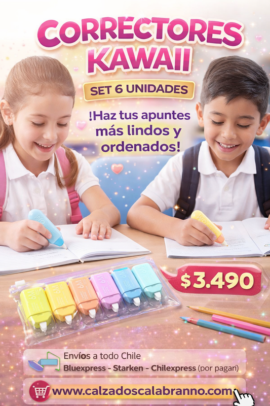 ✨ CORRECTOR KAWAII MINI 6M – SET 6 COLORES PASTEL