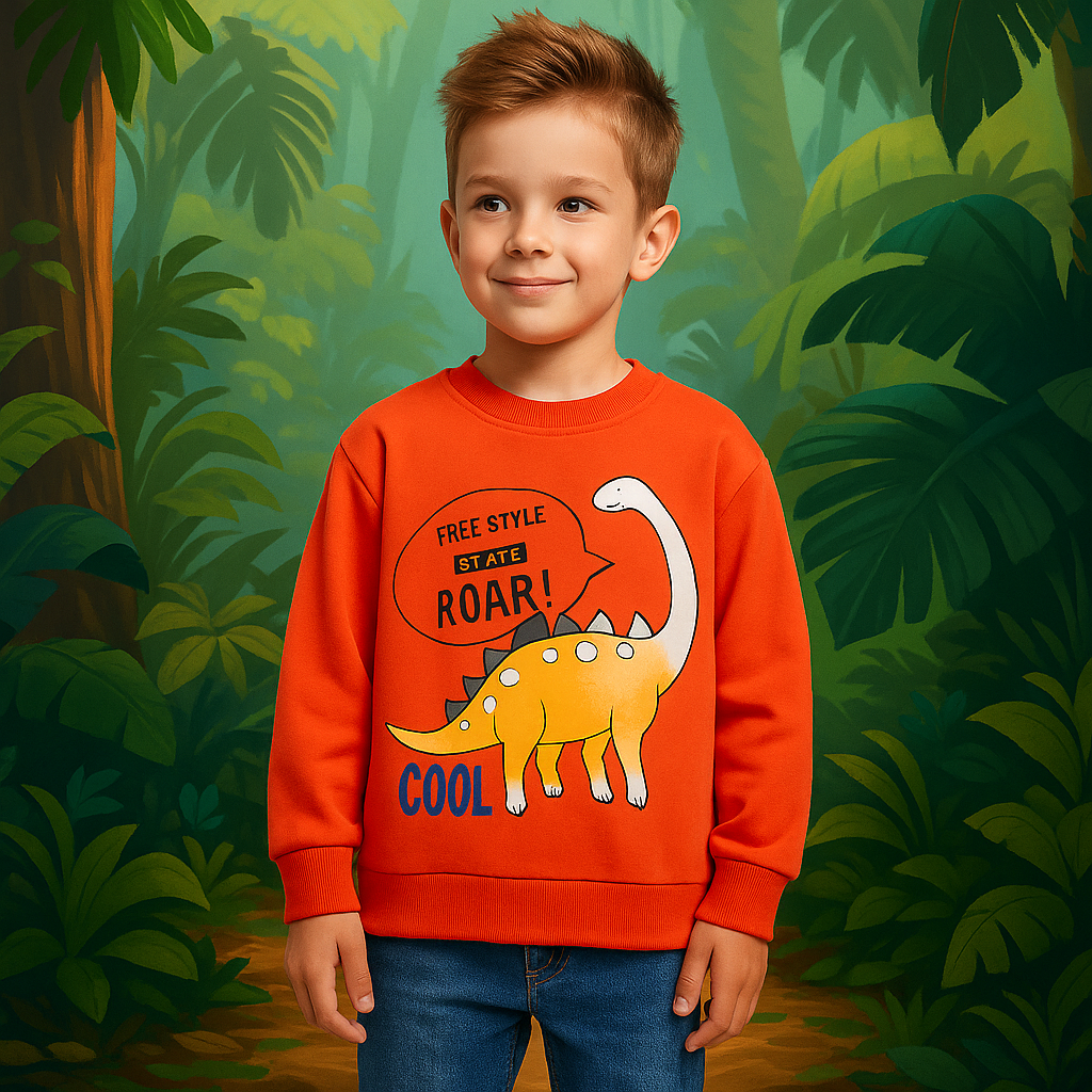 POLERON NIÑO DINOSAURIOS RED