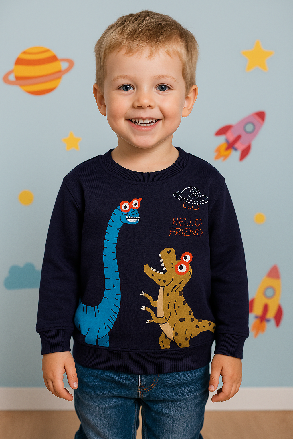 POLERON NIÑO JM Dinosaurios  100% Algodon