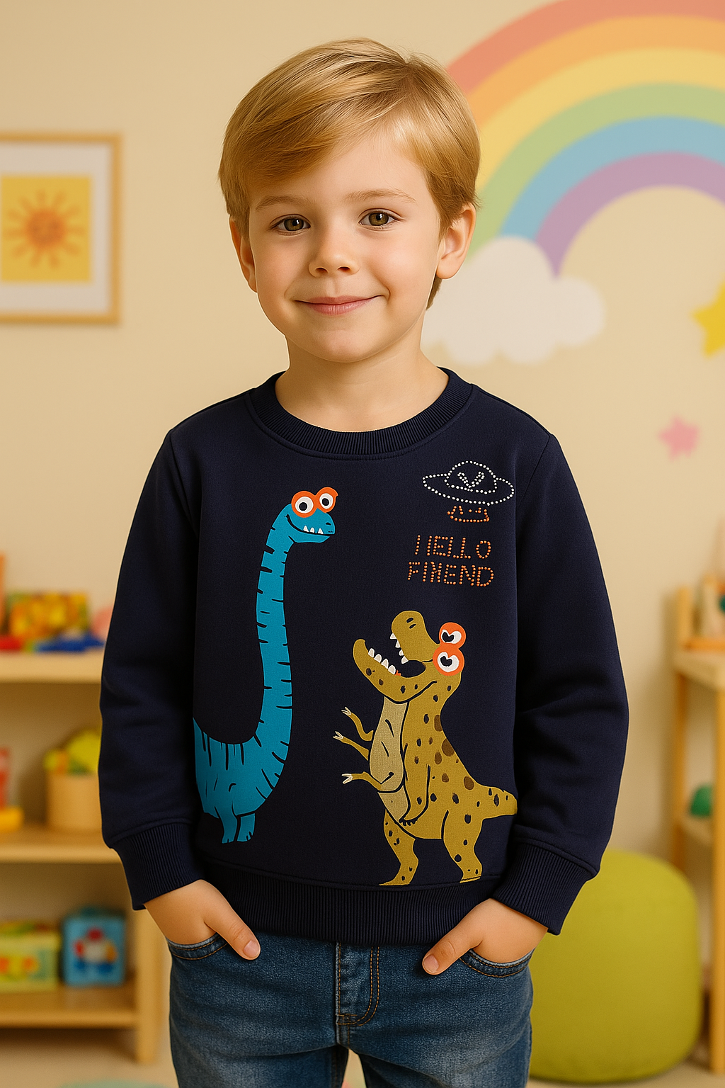 POLERON NIÑO JM Dinosaurios  100% Algodon