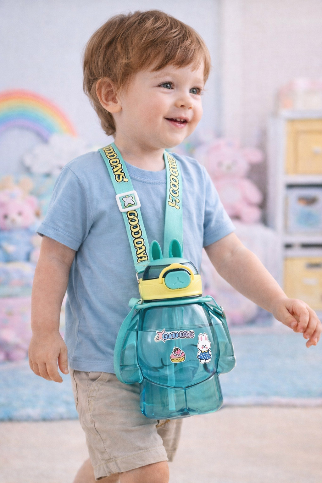 VASO CON OREJITAS Y CORREA BEBÉS Y NIÑOS 650 ML