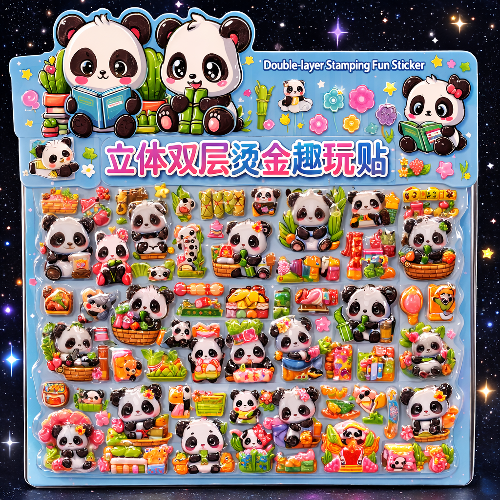 🐼✨ STICKERS PANDAS DINOSAURIOS PRINCESAS Y SHIN-CHAN KAWAII 3D – COLECCIÓN ADHESIVA ✨🐼
