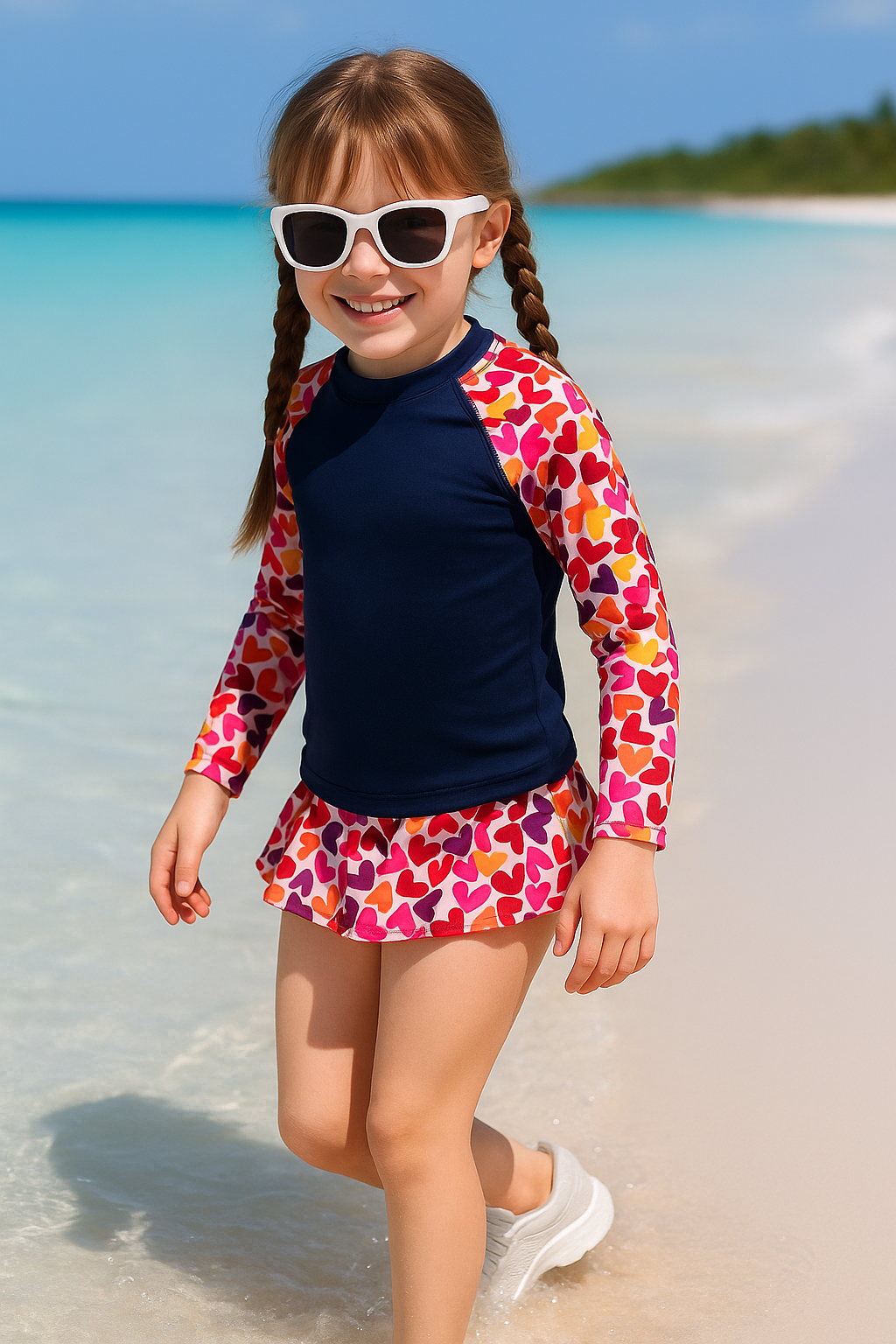 TRAJE DE  BAÑO CON MANGA LARGA NIÑA