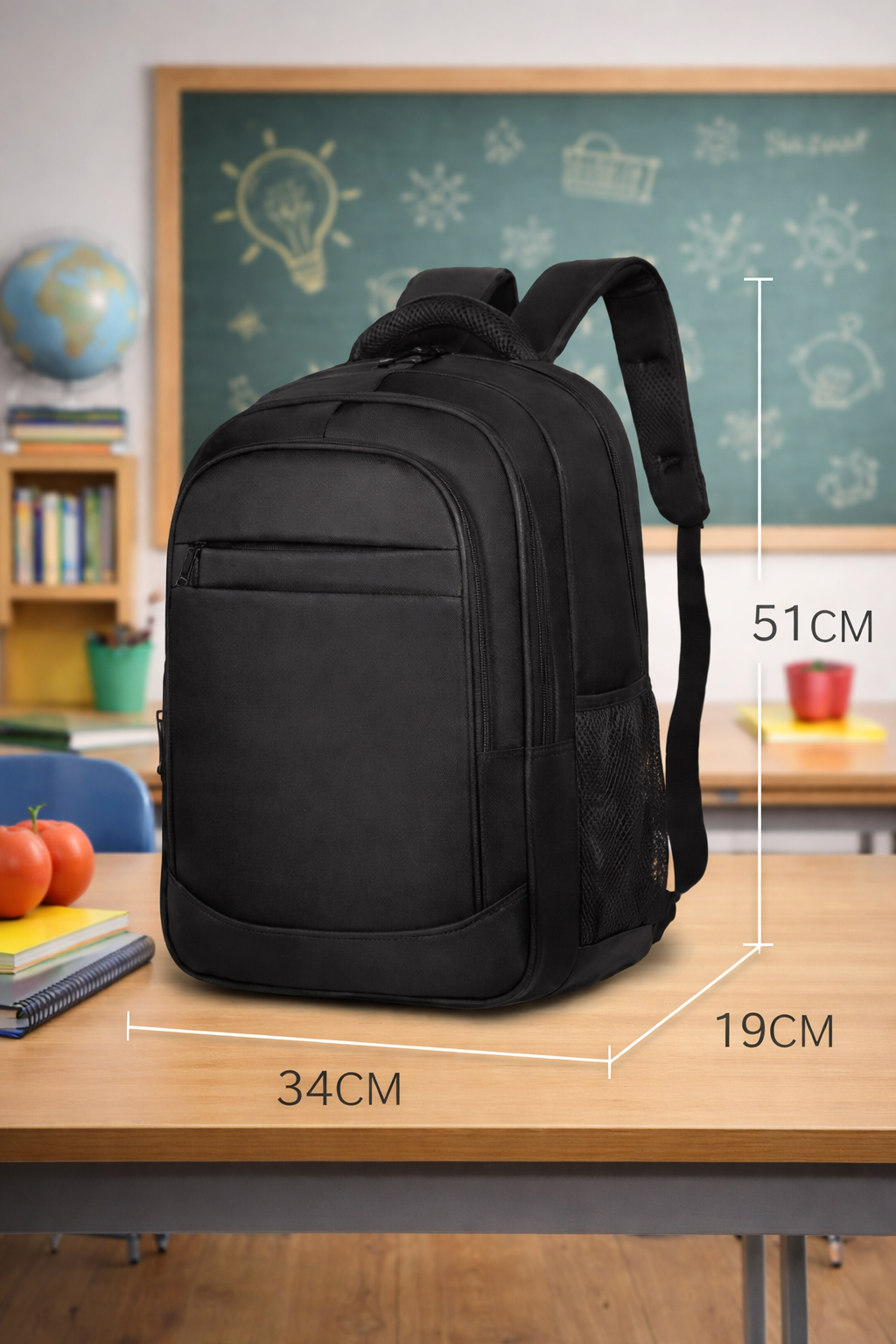 🎒 Mochila Escolar Premium Negra – Ideal 8° Básico y Enseñanza Media
