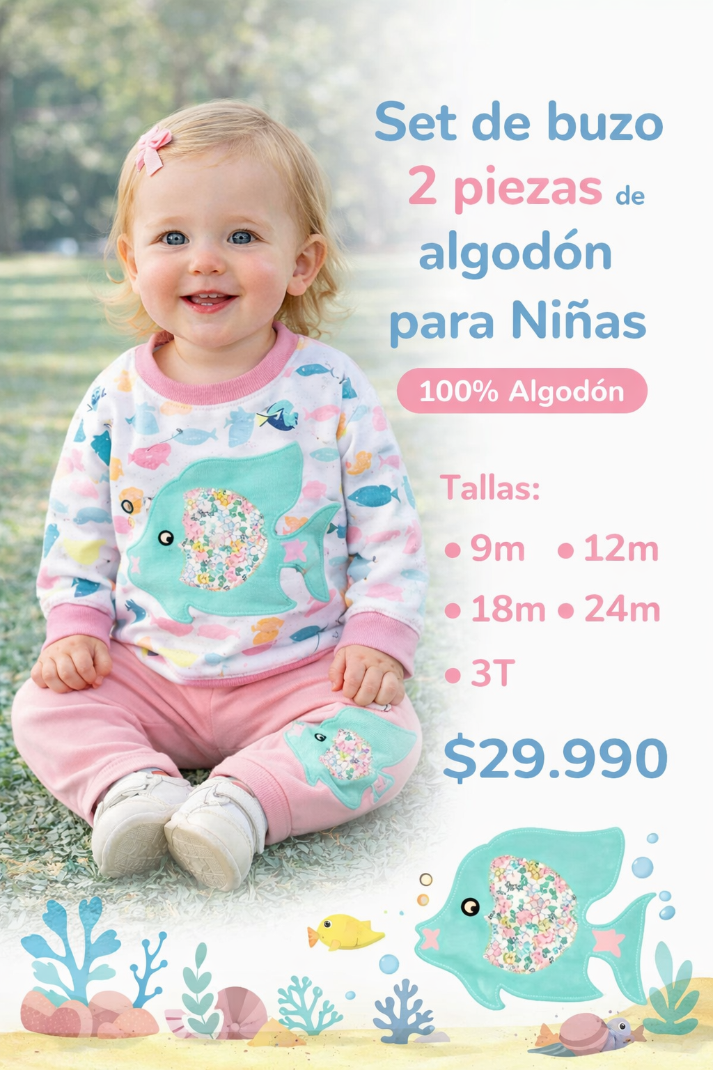 SET DE BUZO 2  PIEZAS DE ALGODÓN  NIÑAS