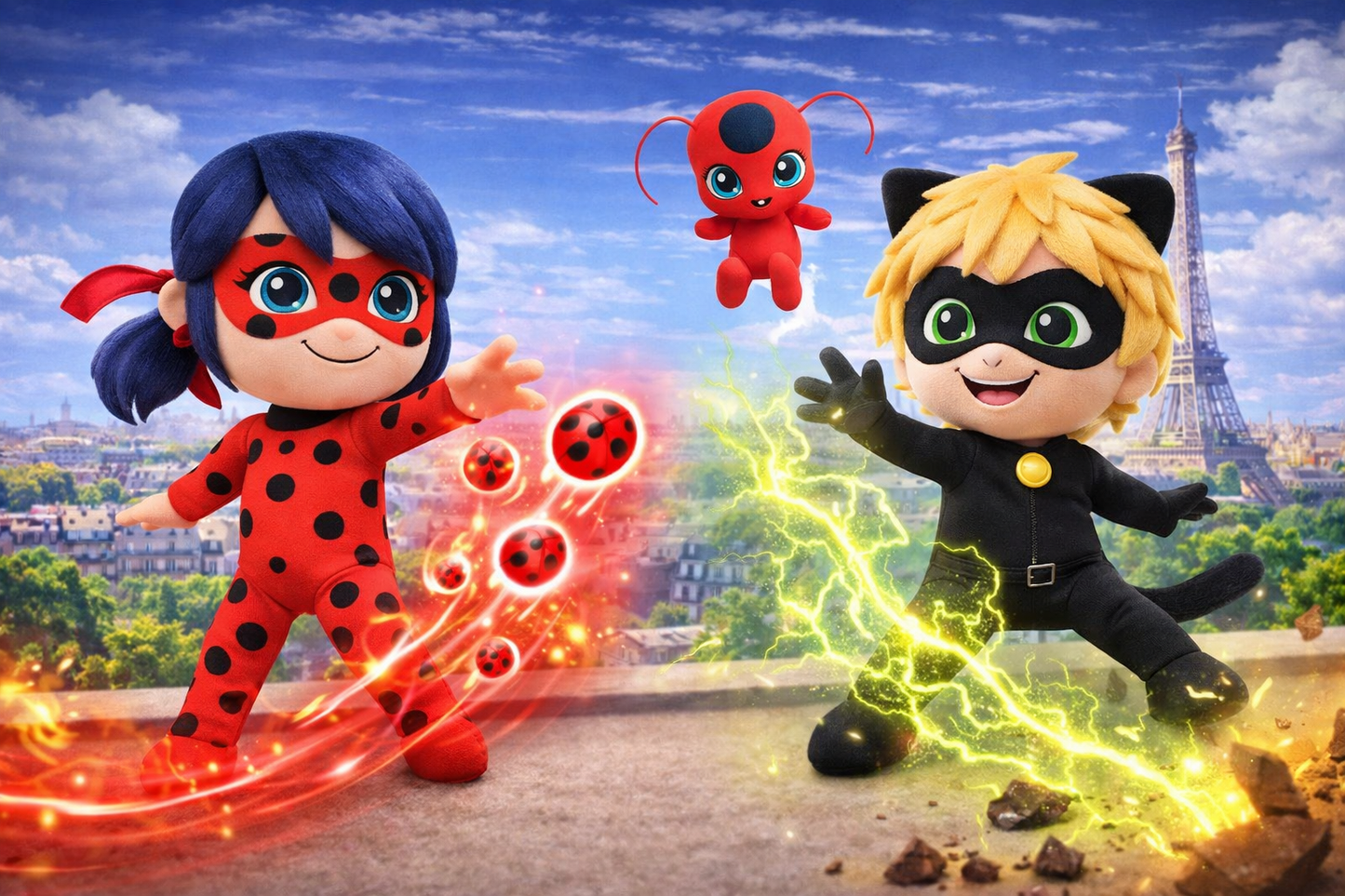 Peluche Ladybug y Cat Noir 30cm Súper Suave – Regalo Niños