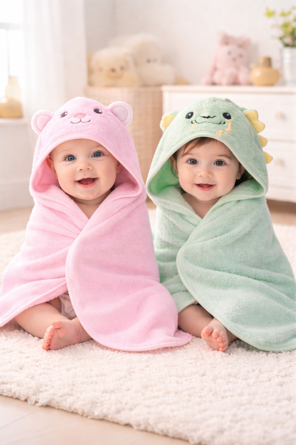 TOALLAS CON CAPUCHA ANIMALES DE BEBES