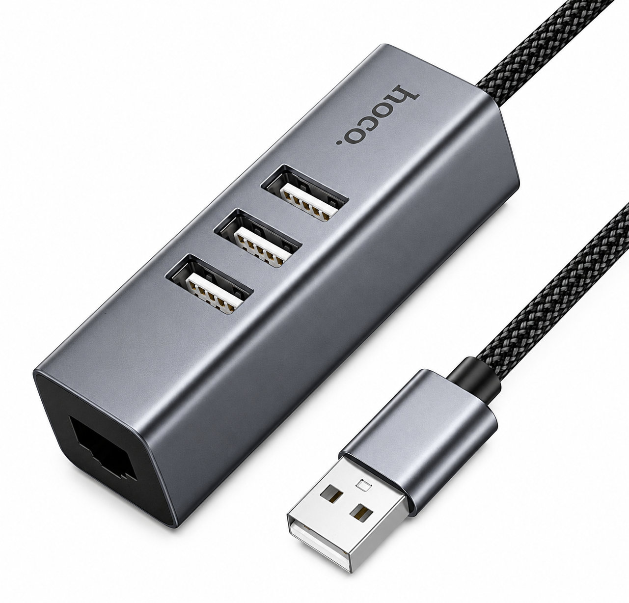 HUB USB HOCO HB1A USB 2.0 MULTIPUERTO COLOR GRIS