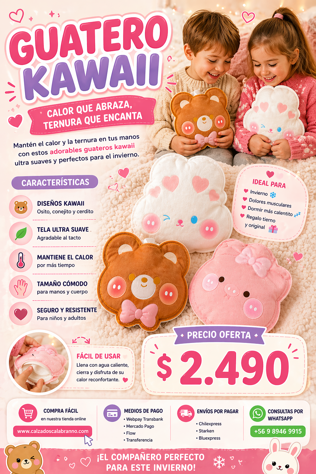 🌸🔥 GUATERO KAWAII ULTRA SUAVE ✨  💖 Mantén el calor y la ternura en tus manos