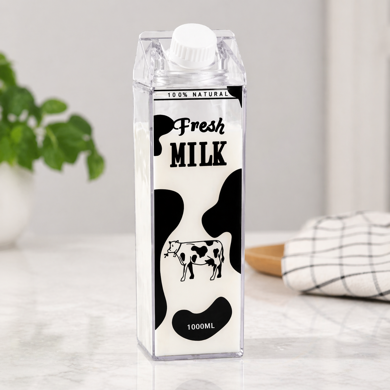 🥛✨ BOTELLA DISEÑO LECHE 1 LITRO – ESTILO KAWAII ✨