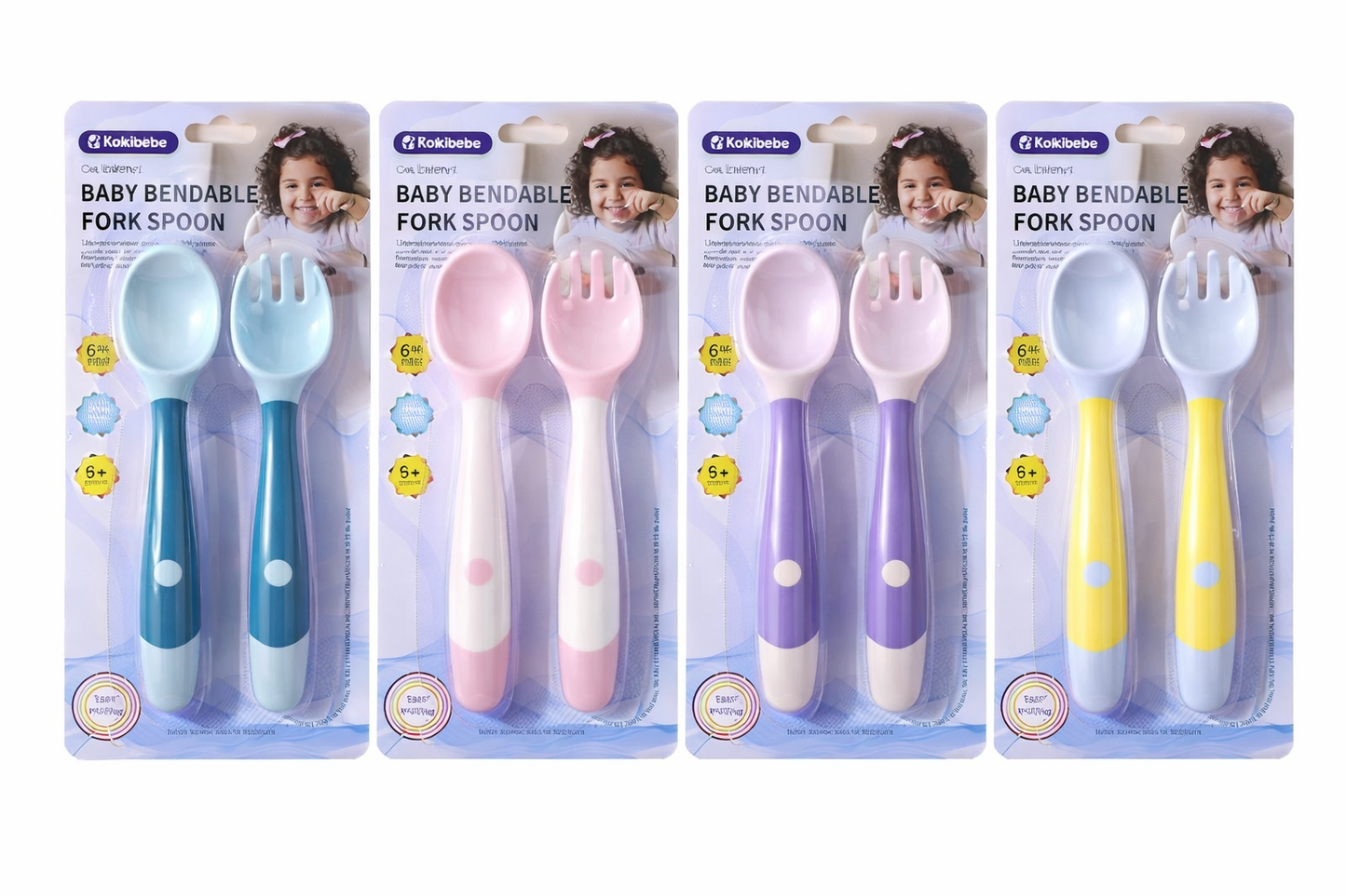 SET CUBIERTOS CUCHARA  Y TENEDOR FLEXIBLES PARA BEBÉS Y NIÑOS