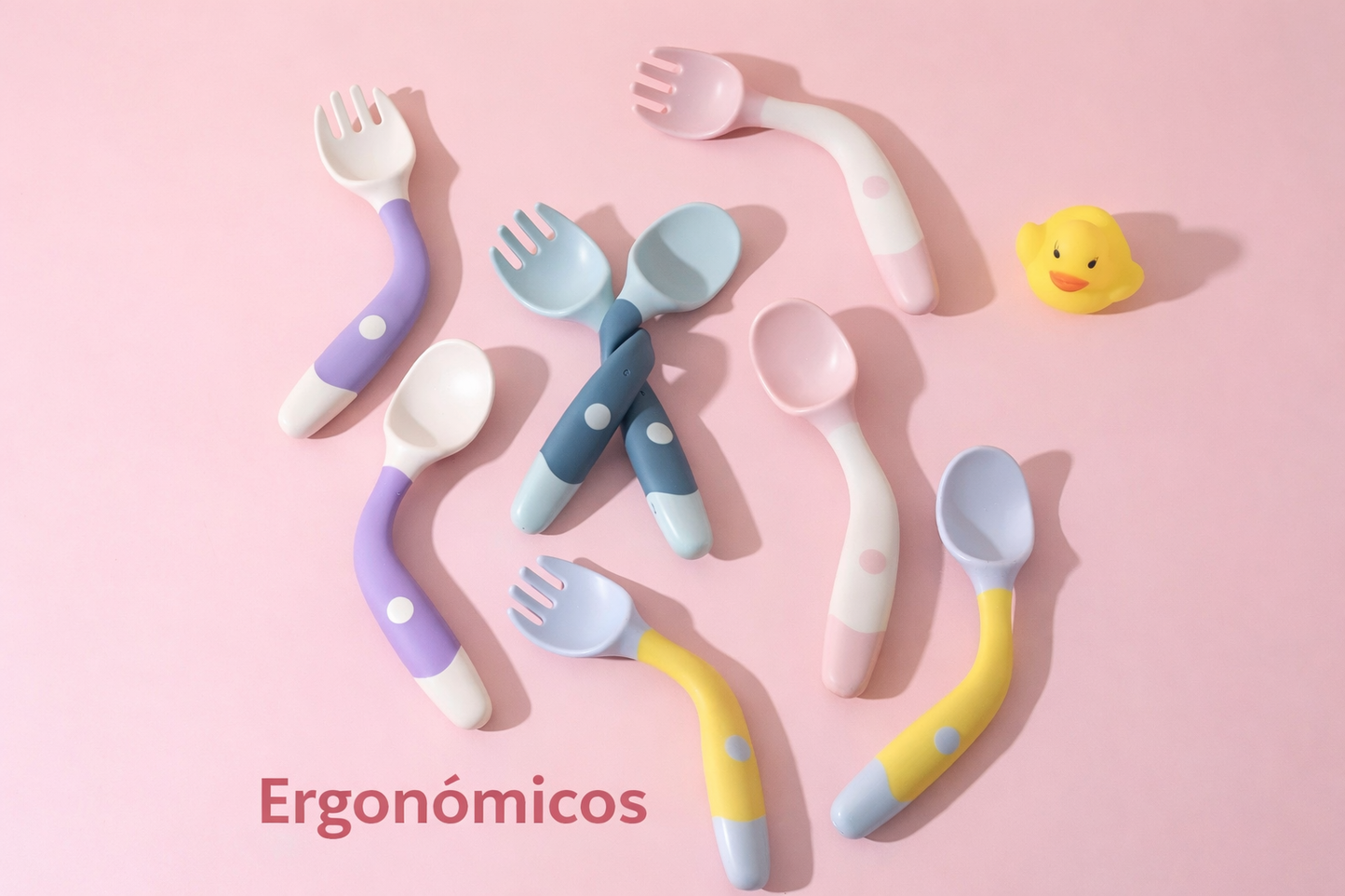 SET CUBIERTOS CUCHARA  Y TENEDOR FLEXIBLES PARA BEBÉS Y NIÑOS