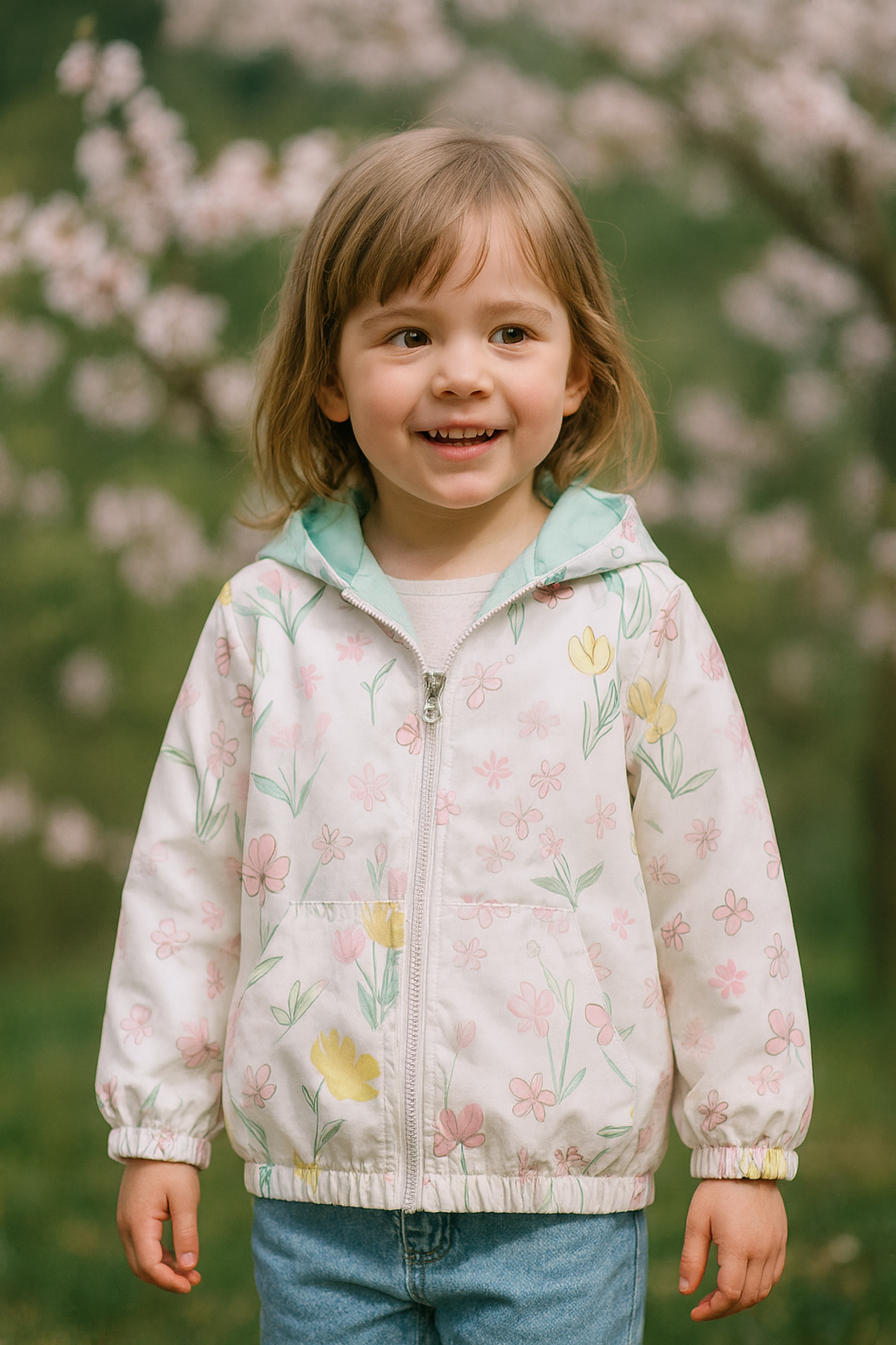 CHAQUETA CORTA VIENTO IMPERMEABLE CON CAPUCHA NIÑA