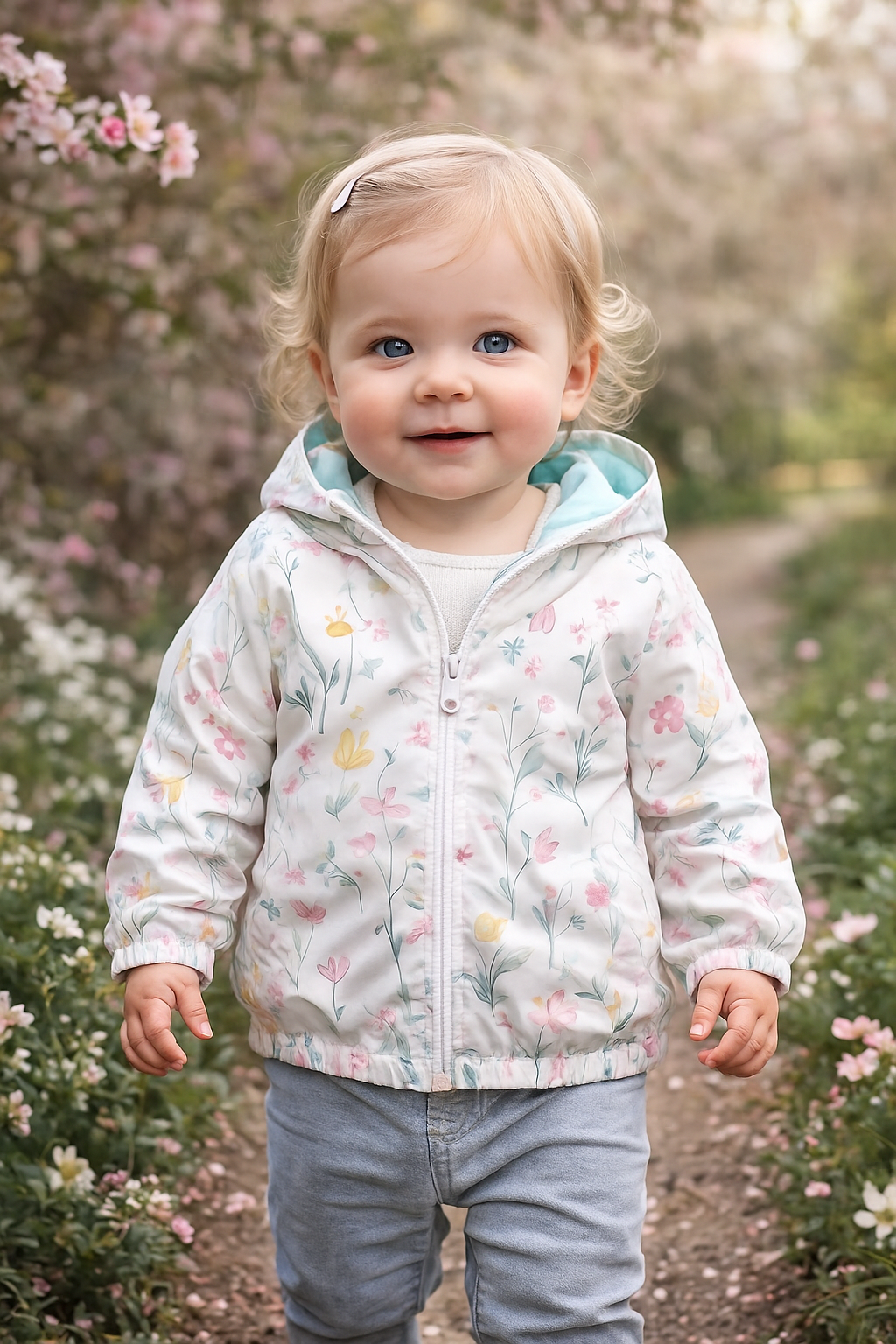 CHAQUETA CORTA VIENTO IMPERMEABLE CON CAPUCHA NIÑA