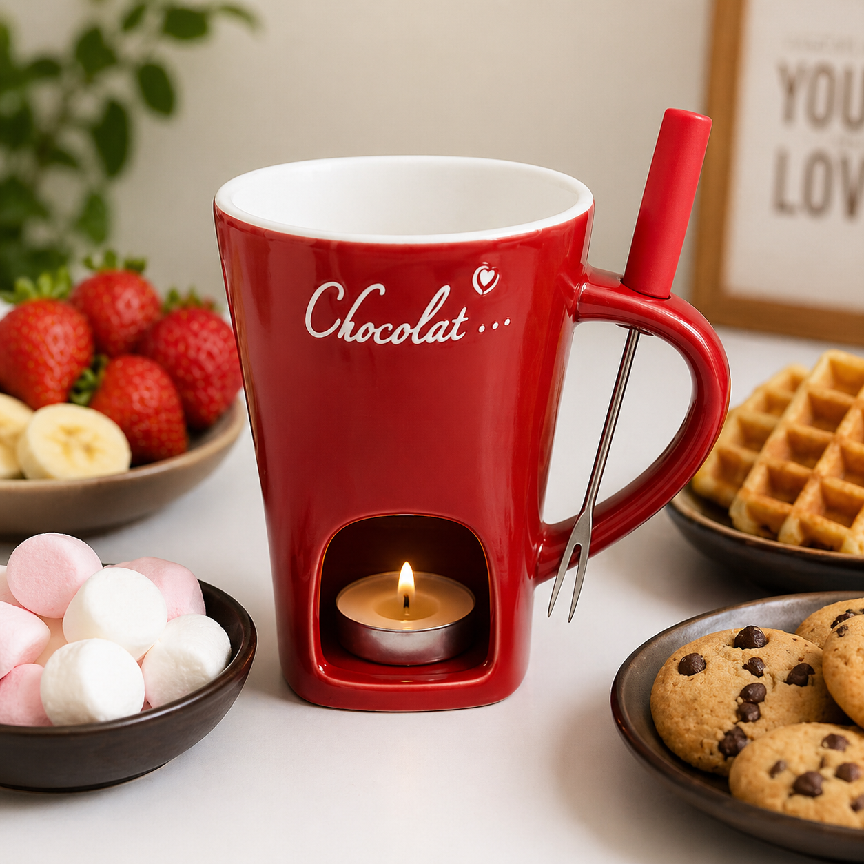 🍫 Tazón Fondue de Chocolate con Vela – Experiencia Dulce Premium