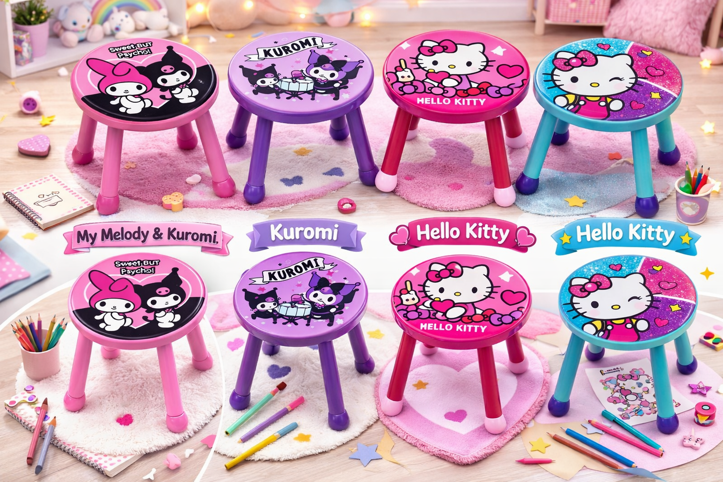 PISO INFANTIL KAWAII SANRIO HELLO KITTY  Y KUROMI