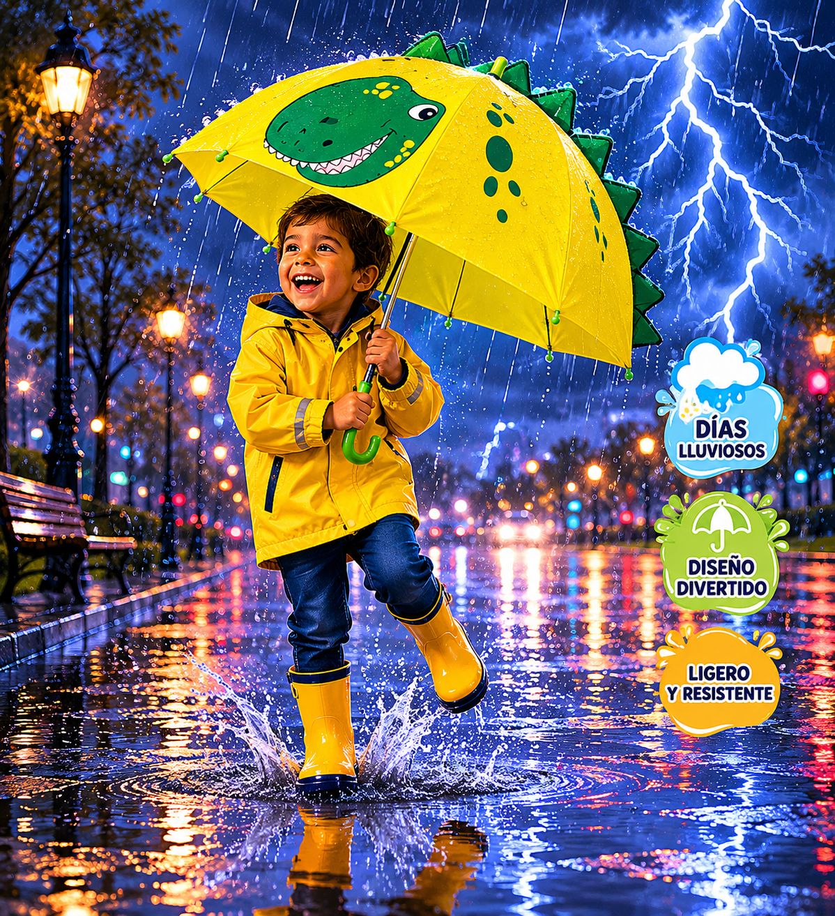 PARAGUAS INFANTIL 3D DISEÑOS ANIMALES 90 CM RESISTENTE PARA LLUVIA
